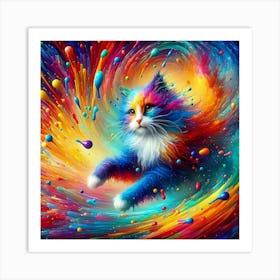 Colorful Cat Painting 1 Art Print