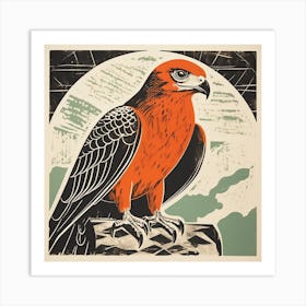 Retro Bird Lithograph Hawk 4 Art Print