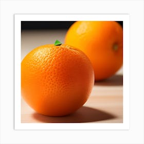 Two Oranges On A Table Art Print