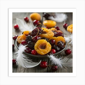 A Bowl Of Dried Fruit Is In The Foreground With A Qycfcg2rf2k9dyxszhx W H8 Uyfifsf2oqyxwatim2w Art Print