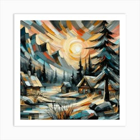 Sunset Over the Snowy Peaks" Poster