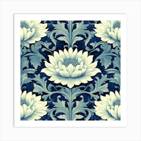 Blue And White Flowers Art Art Print