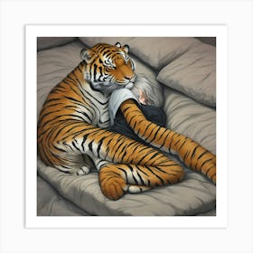 Tiger Cuddle Art Print