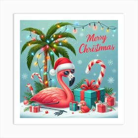 Christmas Flamingo 1 Art Print