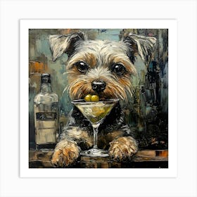 Terrier With Martini 1 Art Print