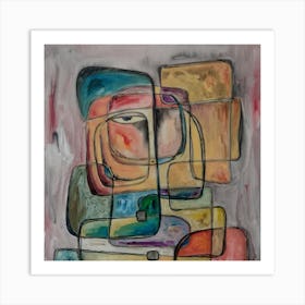 Abstract Wall Art With a Face Art Print