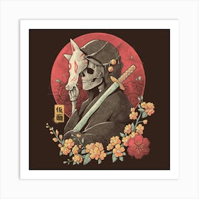 Oriental Death - Skull Sword Flowers Gift 1 Art Print