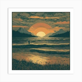 Sunset At The Beach 11 Art Print