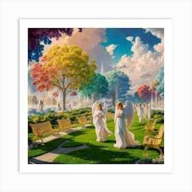 Angels In The Park 1 Art Print