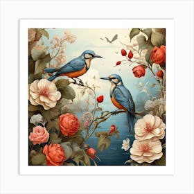 Birds In The Garden 1 Art Print