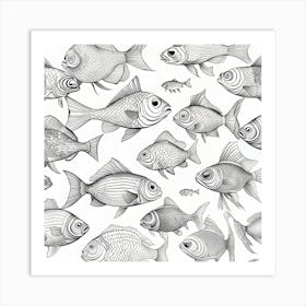 School Of Fish B&W Art Print