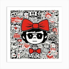 Keith Harring Style Japanese Bape Graffiti Cartoon (1) Art Print