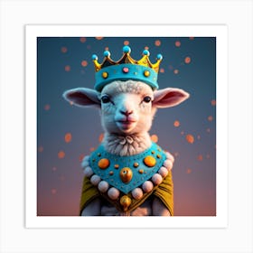 3d Hd A Lamb Wearing A Crown Colores Super Bril Art Print