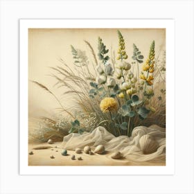 Flowers On The Beach Art Print