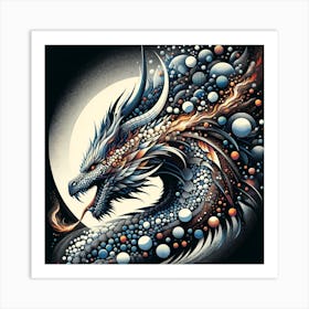 Dragon With Bubbles Art Print