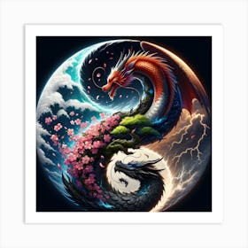 Dragon Yin Yang Art Print