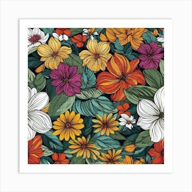 Floral Seamless Pattern 2 Art Print