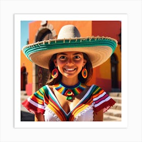 Mexican Girl In Colorful Hat Art Print