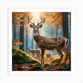 Deer In The Forest 83 Art Print