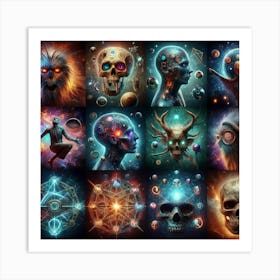 Psychedelic Skulls Art Print