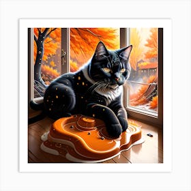 Cat Playing A Game Art Print