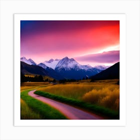 Sunset In New Zealand Art Print