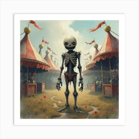 Horror Figure In A Watercolor Abandoned Carnival 1 Art Print