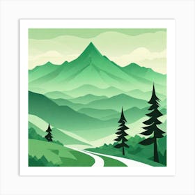 Misty mountains background in green tone 194 Art Print