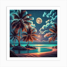 Beach At Night Art Print