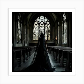 Gothic Woman In A Church Art Print