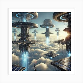 Sky Cities Floating Platforms Art Print