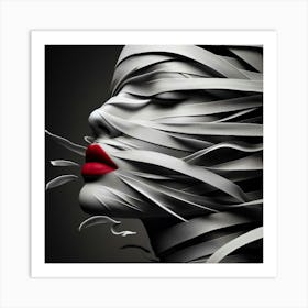 Portrait Of A Woman Wrapped In Paper Art Print