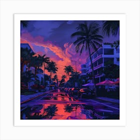 Sunset In Miami 5 Art Print