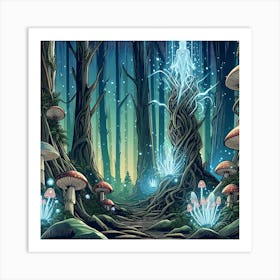 Mystical Mushroom Forest 6 Art Print