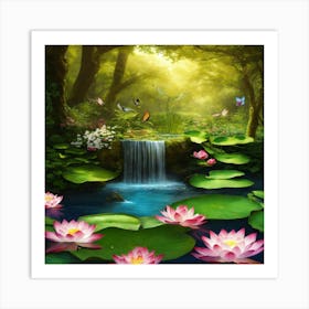 Water Lilies In The Forest Art Print