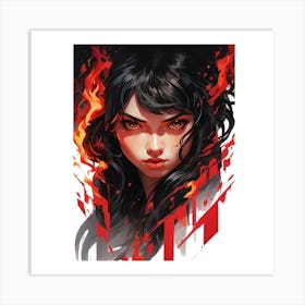 Girl In Flames Art Print