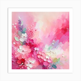 Abstract - Pink Flowers Art Print