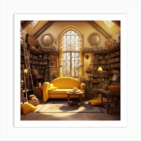 Bright Library Art Print