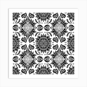 Black And White Floral Pattern 2 Póster