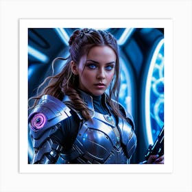 Sci Fi Girl Holding A Gun Art Print