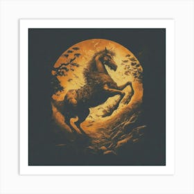 Horse In The Moonlight 1 Art Print