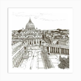 A Vatican City In Rome Hand Drawn Sketch Illustr 1719920099 4 Art Print