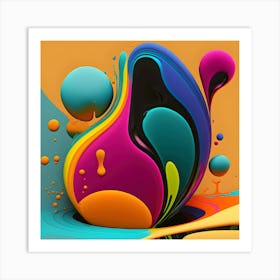 Vibrant Blobs Abstract Art In Bold Colors Art Print