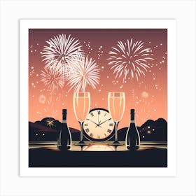 New Year Background, new year gift, new year art, Art Print