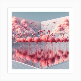 Pink Flamingos Art Print