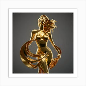 Golden Statue Of Woman Art Print