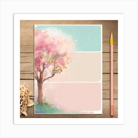 Watercolor Cherry Blossom Tree Art Print