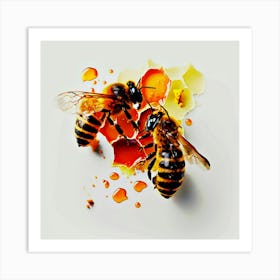 Bees And Honey: The bees produce honey , the bees band Art Print