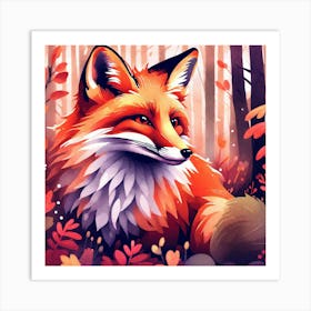 Fox In The Forest 26 Art Print