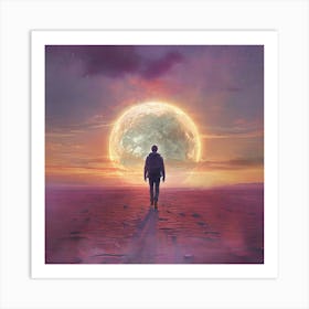 Man Walking In The Desert Art Print